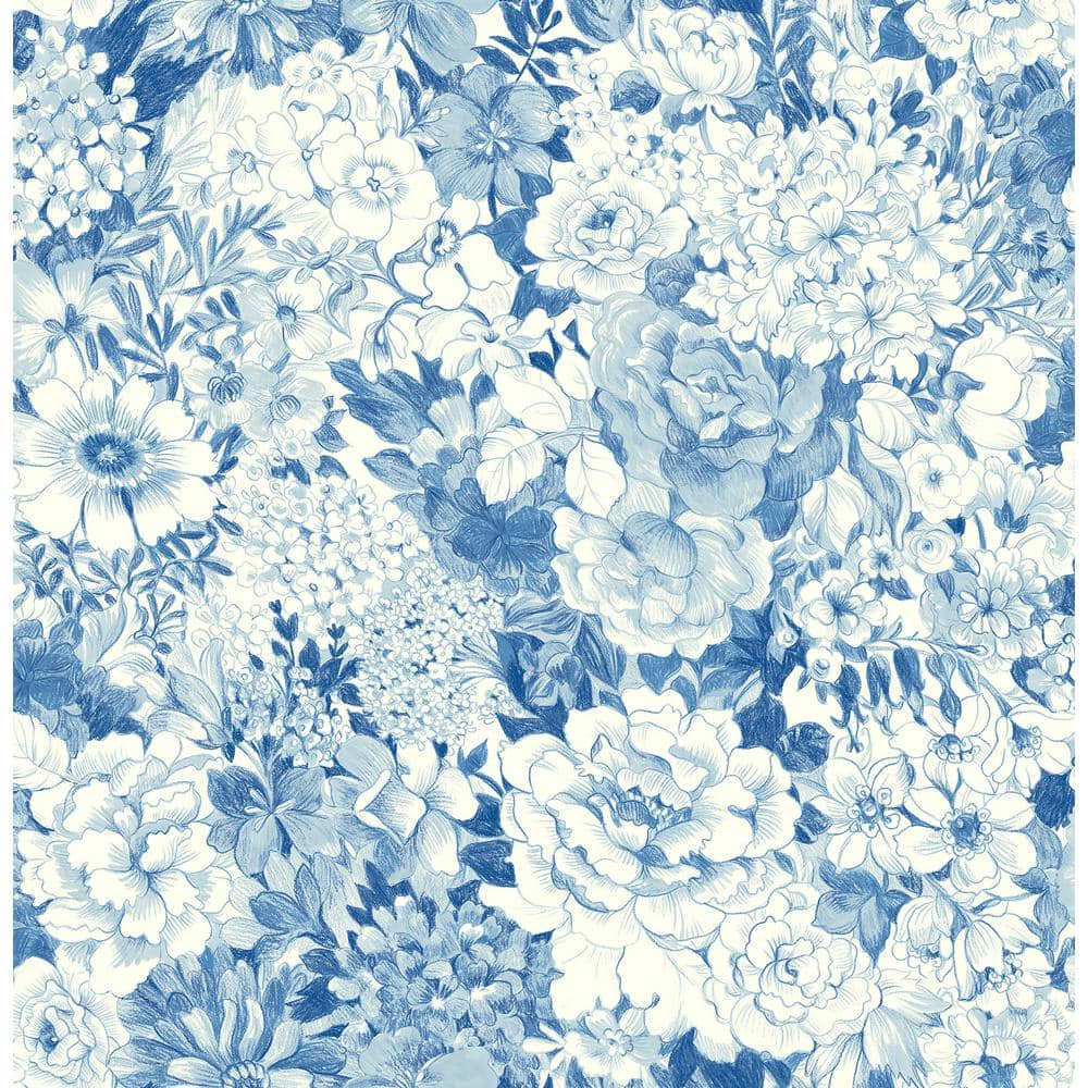 NuWallpaper Indigo Empress Garden Vinyl Peel And Stick Wallpaper  216-in by 20.5-in  30.75 sq. ft.