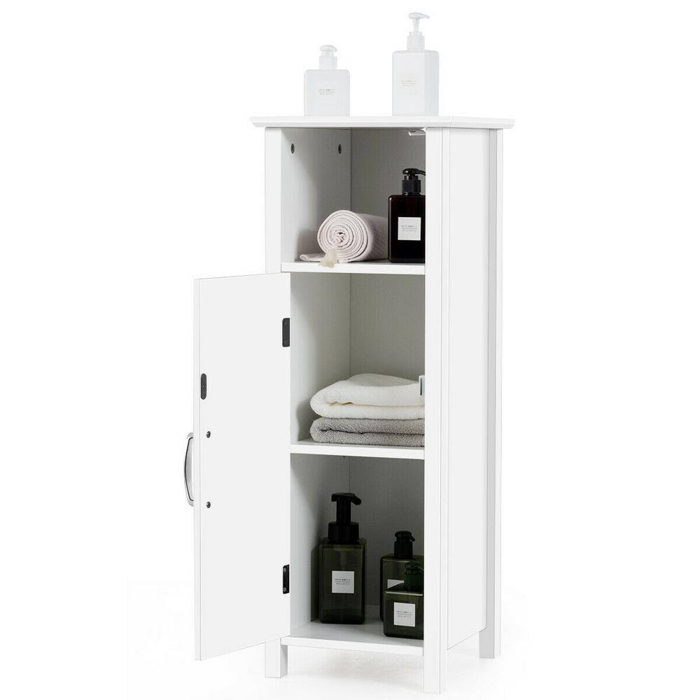 White MDF Freestanding Cabinet with Adjustable Shelf