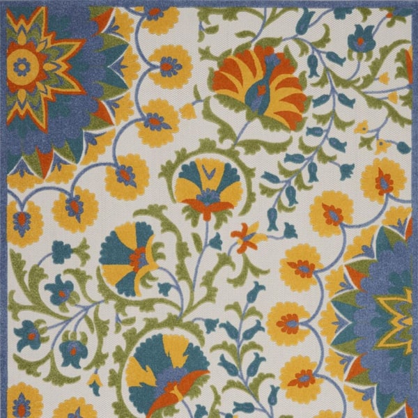 Blue, Yellow 10 ft. x 13 ft. Woven Polypropylene Indoor/Outdoor Area Rug