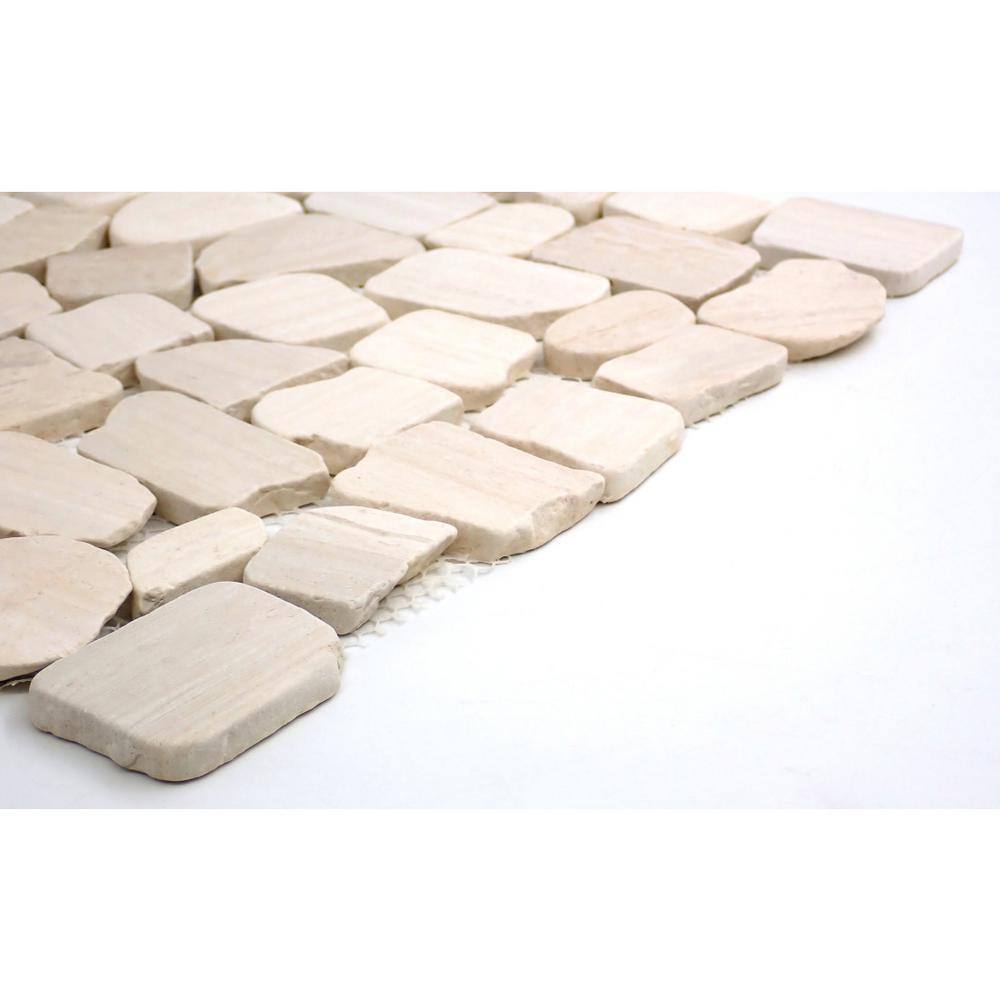 Ivory Pebble Stone 12x12 Textured Mosaic Tile