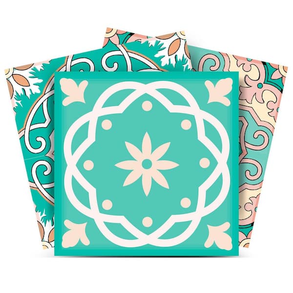 MI ALMA White and Green SB17 4 in. x 4 in. Vinyl Peel and Stick Tile (24-Tiles, 2.67 sq. ft. / Pack)
