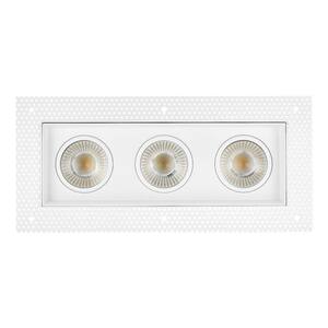 4 in. 3 Head Trimless LED Slim Square Recessed Anti-Glare Gimbal Downlight, White, Canless IC Rated, 3000 Lumens, 5 CCT