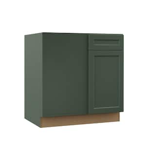 Designer Series Melvern 33 in. W 24 in. D 34.5 in. H Assembled Shaker Blind Corner Base Kitchen Cabinet in Forest