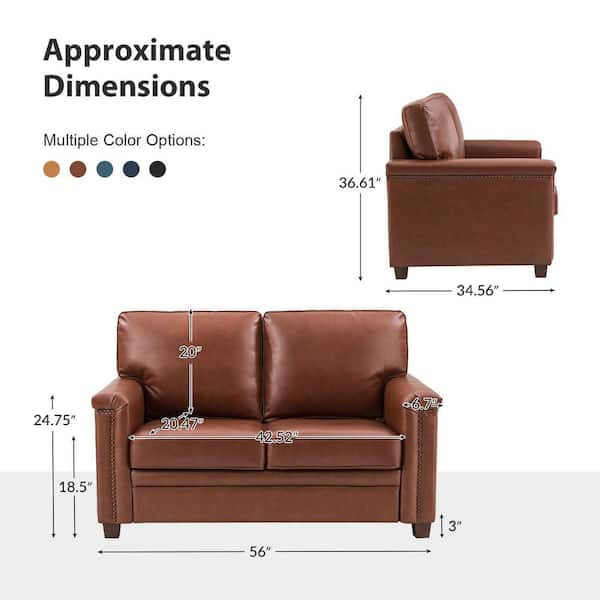 ARTFUL LIVING DESIGN Samuel 56 in. Wide Brown Leather Rectangle 2