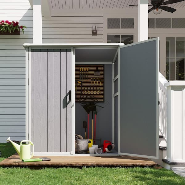 Sizzim 5 ft. W x 3 ft. D Outdoor Gray Resin Storage Shed with