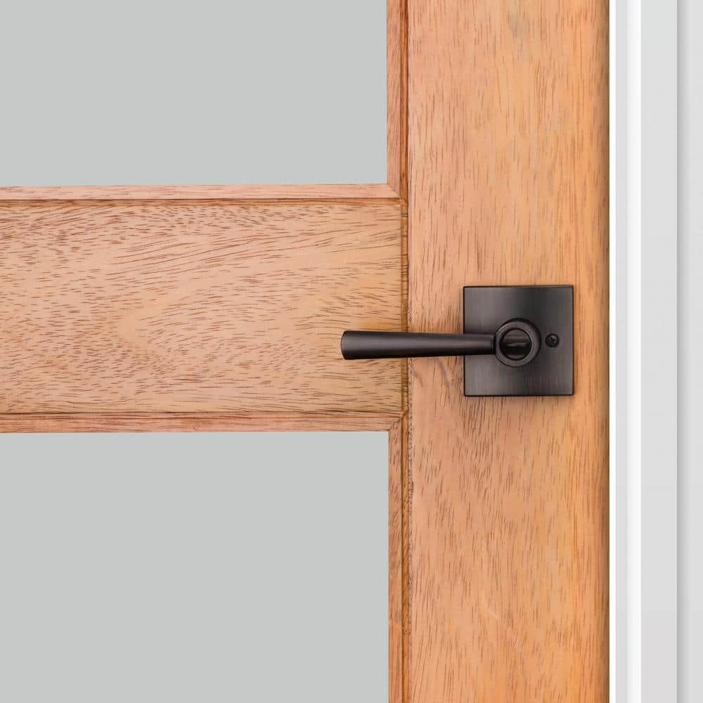 Venetian Bronze Modern Keyed Entry Door Lever with Square Rose