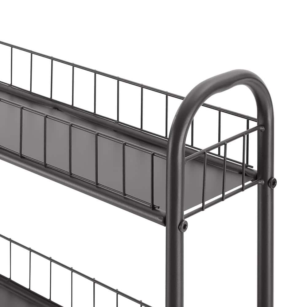 Black Metal 6-Tier Slim Rolling Storage Cart with Wheels