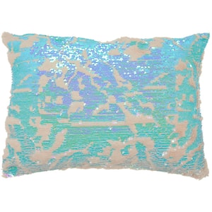 Faux Fur Multicolor 20 in. x 14 in. Rectangle Throw Pillow