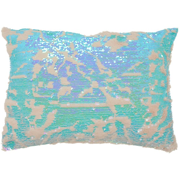 Mina Victory Faux Fur Multicolor 20 in. x 14 in. Rectangle Throw Pillow