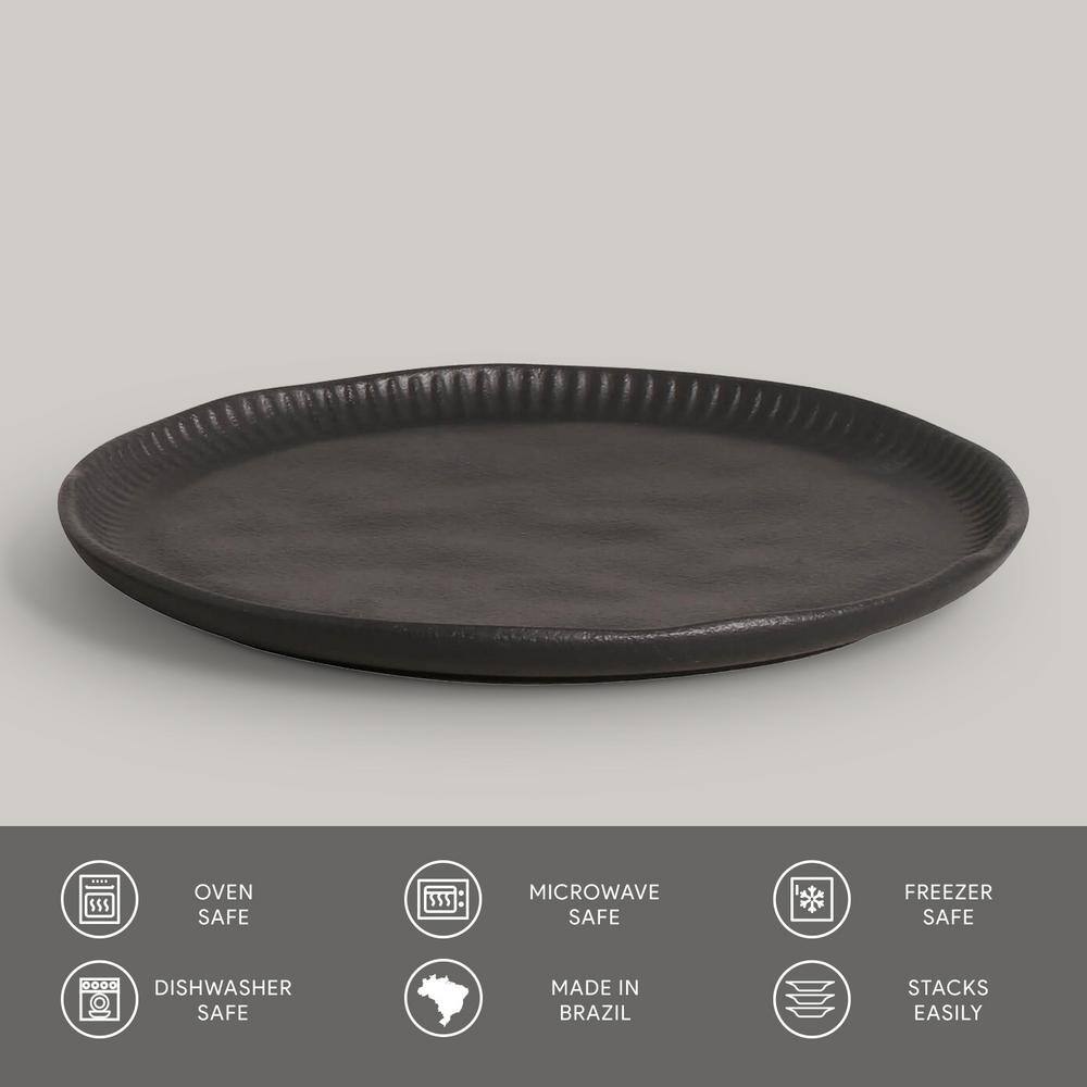 Matte Black Handcrafted Porcelain Round Dessert Plate