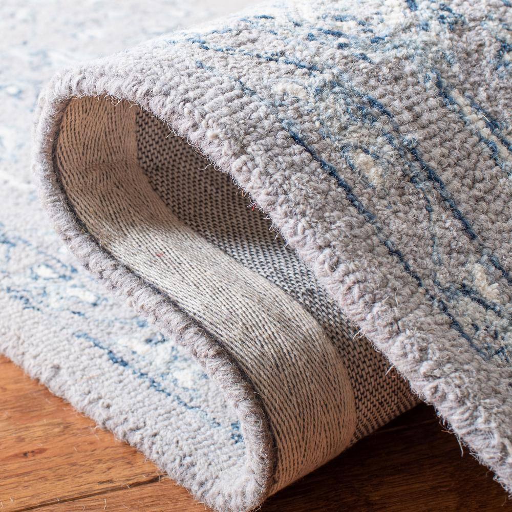 Ivory and Light Grey Wool Tufted Runner Rug