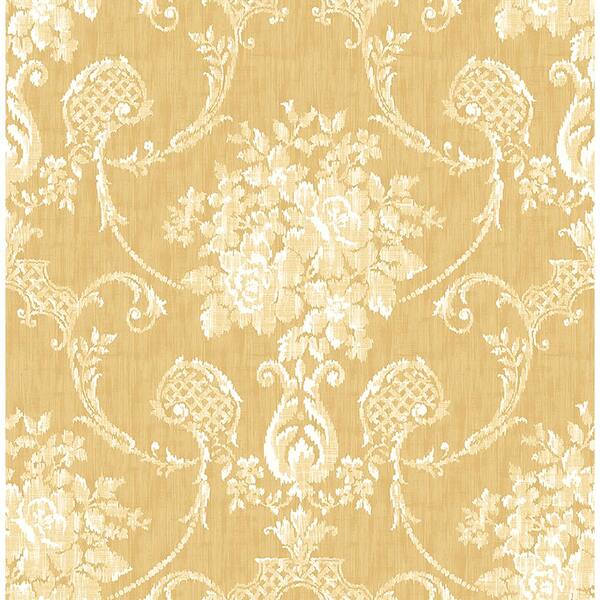 A-Street Prints Winsome Mustard Floral Damask Mustard Wallpaper Sample