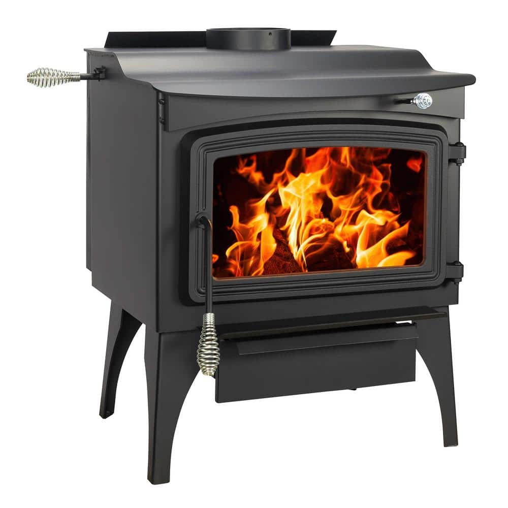 Pleasant Hearth Black Cast Iron Wood Burning Stove with Blower