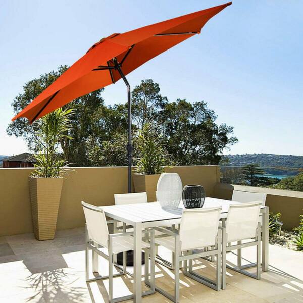9 ft. Outdoor Market Patio Umbrella with Push Button Tilt and Crank Lift in Orange