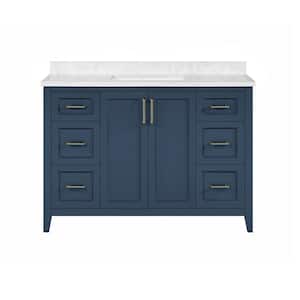 Madsen 48 in. W x 22 in. D Bath Vanity in Grayish Blue with Cultured Marble Vanity in White with White Basin