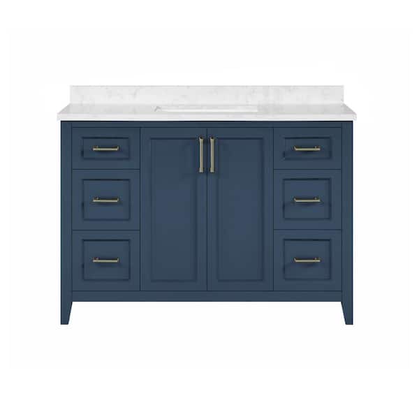 Home Decorators Collection Madsen 48 in. W x 22 in. D x 34.5 in. H Bath Vanity in Grayish Blue with White Cultured Marble Top