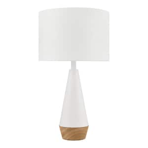 Keswick 21.25 in. White and Light Wood Grain Accent Lamp