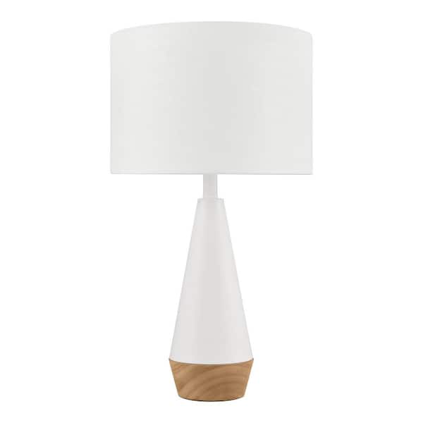 Hampton Bay Keswick 21.25 in. White and Light Wood Grain Accent Lamp