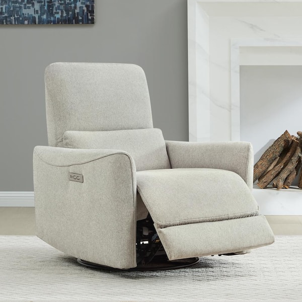 Spruce & Spring Kensie Dove Fabric Swivel Power Recliner