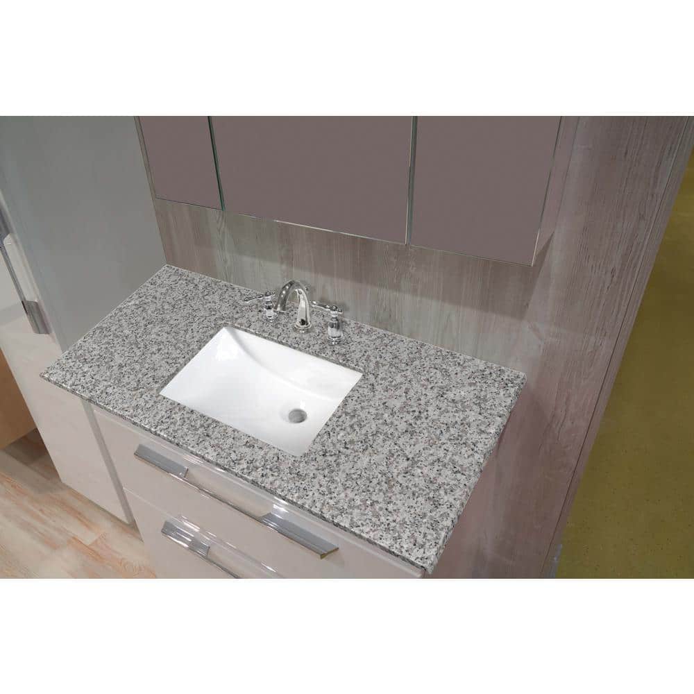 White Mistique 49-Inch Gray Granite Vanity Top with White Single Sink