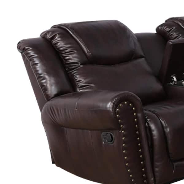 Star Home Living 3 Piece Faux Leather, Espresso Leather Reclining Chair