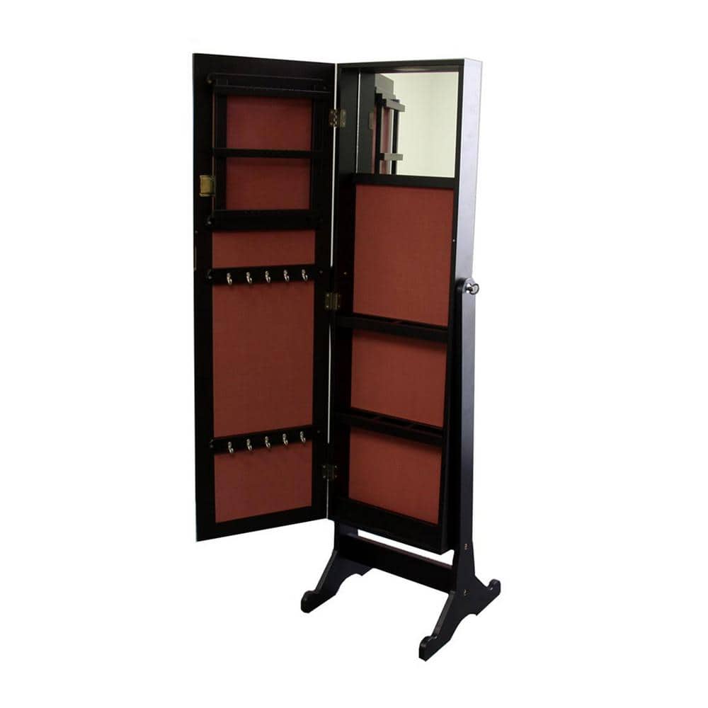 Cherry Hardwood Free Standing Jewelry Armoire with Mirror