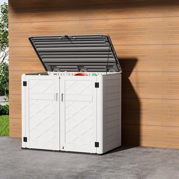 4 ft. 5 in.W x2 ft. 10.3 in.D x3 ft. 11 in.H Large Plastic Resin Outdoor Storage Cabinet Shed,Coverage Area 12.67 sq.ft.