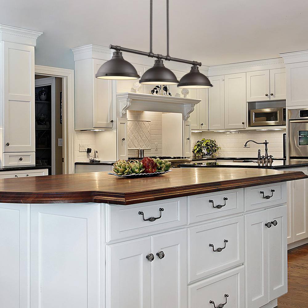 Duncan 3-Light Rubbed Bronze Linear Pendant with Glass Diffusers