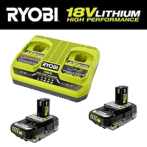 ONE+ 18V Dual-Port Simultaneous Charger with ONE+ 18V 2.0 Ah Lithium-Ion HIGH PERFORMANCE Battery (2-Pack)