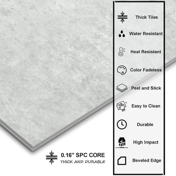Gray 9 in. x 9 in. x 0.16 in. Vinyl Peel and Stick Backsplash Waterproof Vinyl Tile Flooring (0.57 sq. ft. )