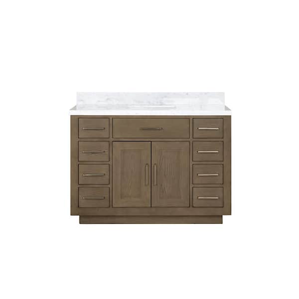 Condor 48 in W x 22 in D Grey Oak Single Bath Vanity and Carrara Marble Top