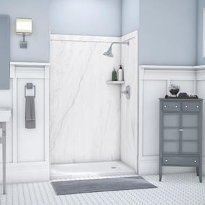Elegance 36 in. x 48 in. x 80 in. 9-Piece Easy up Adhesive Alcove Shower Wall Surround in Oyster