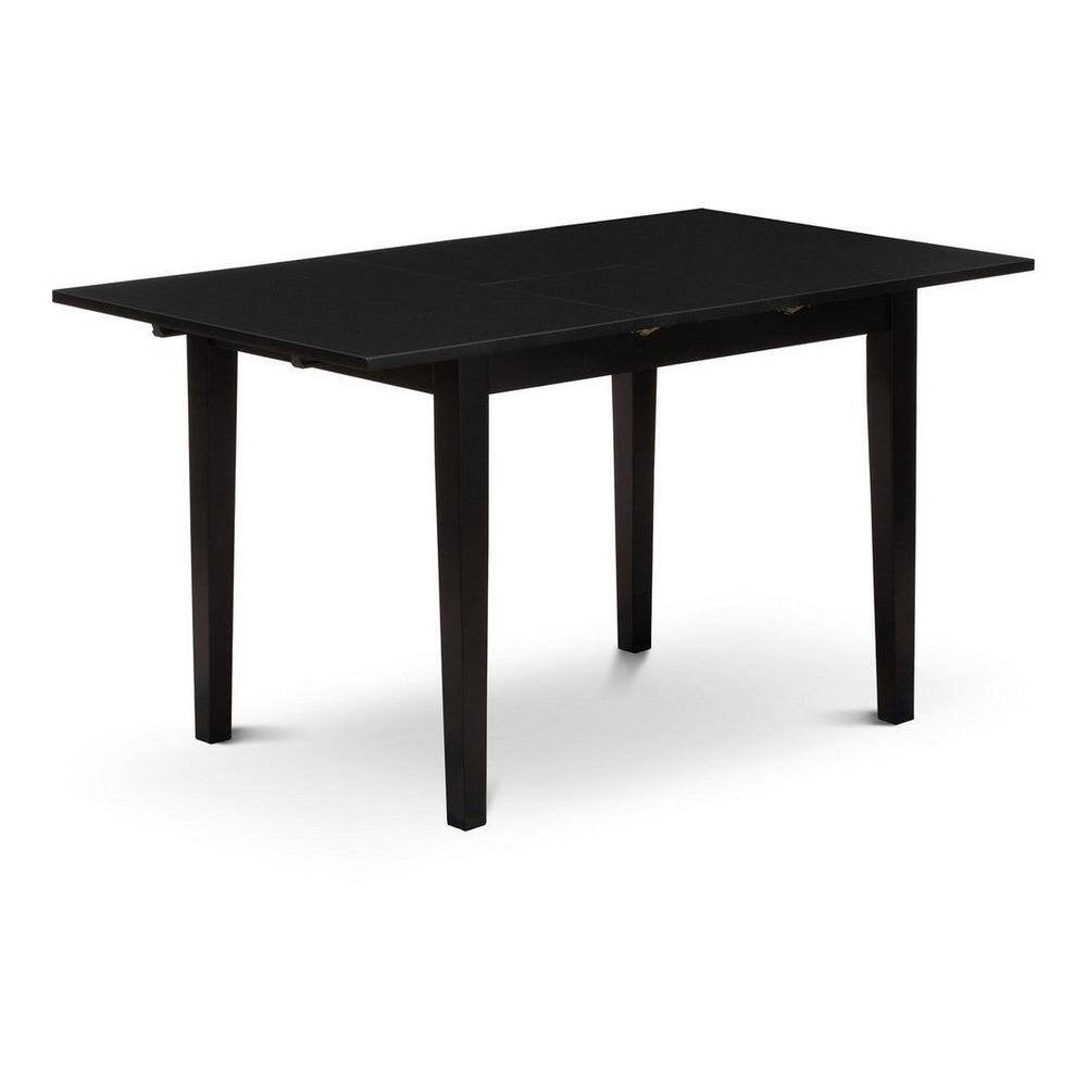 Nova Black Rectangular Dining Set with Linen Fabric Chairs