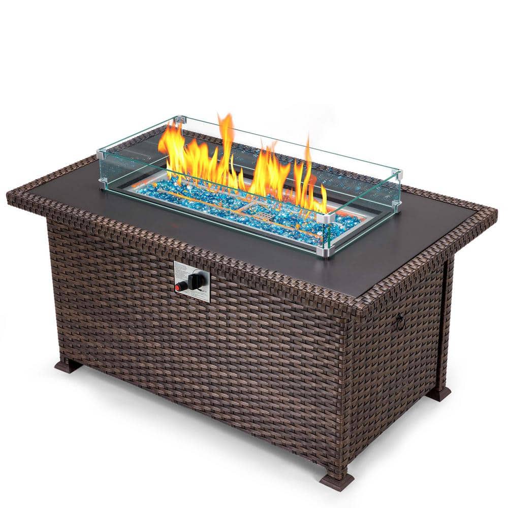 Zeus & Ruta 50 in. Propane Fire Pit Table, 50,000 BTU AutoIgnition Gas
