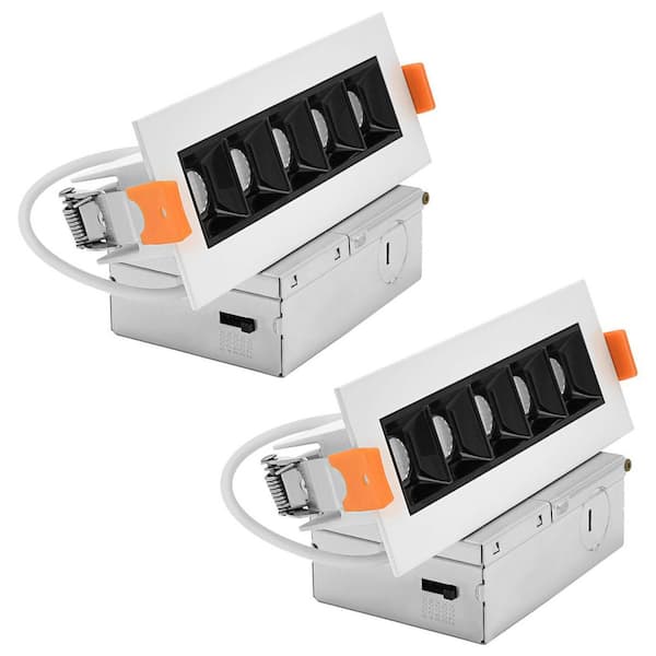 5-Head Integrated LED Recessed Linear Downlight, Multilight, 5CCT, CRI90, 11W 600LM, 45° Beam, 120V, Dimmable ETL 2 Pack