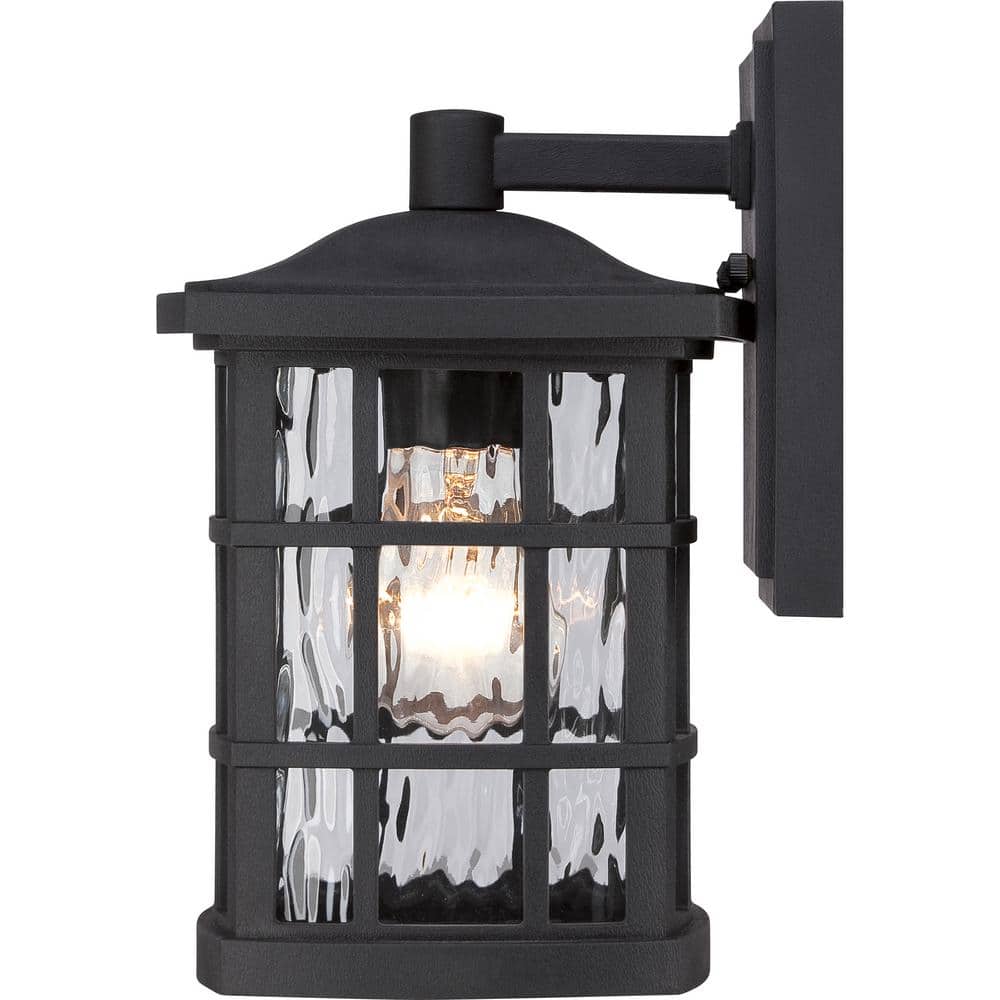 Mystic Black and Bronze Outdoor Wall Lantern with Clear Water Glass