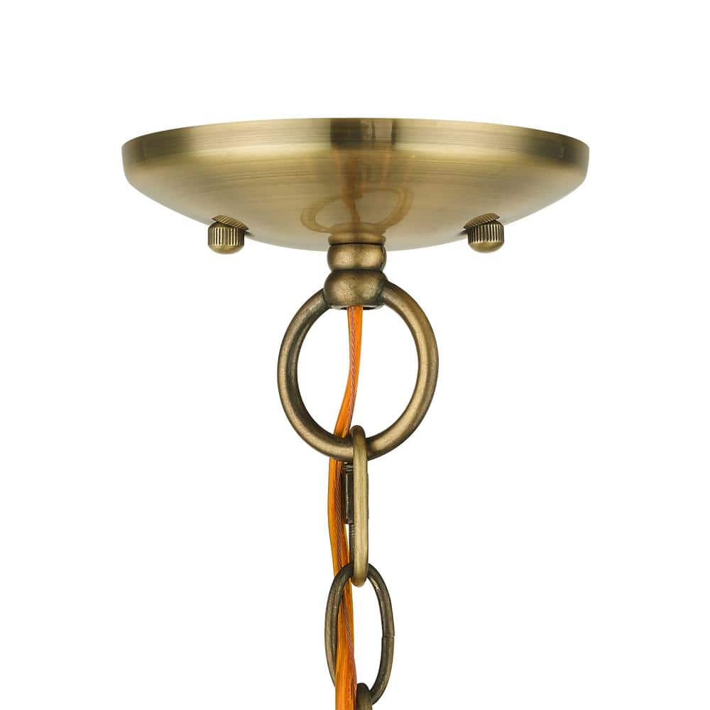 Antique Brass Mini 3-Light Chandelier with Crystal Accents