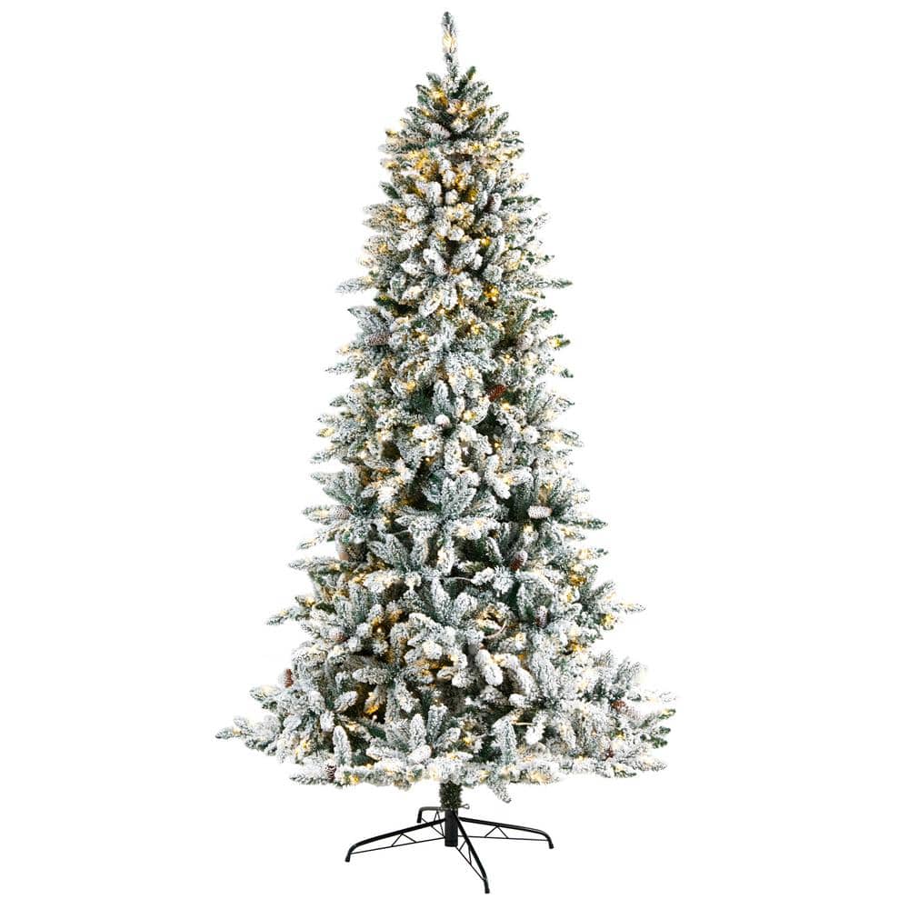 8 ft. Pre-Lit Flocked Livingston Fir Artificial Christmas Tree with Pine Cones and 500 Clear Warm LED Lights price history on PriceWatchPro