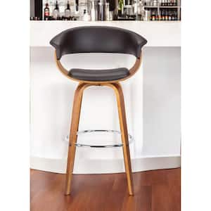 27 in. Brown Low Back Metal Counter Stool Faux Leather Seat