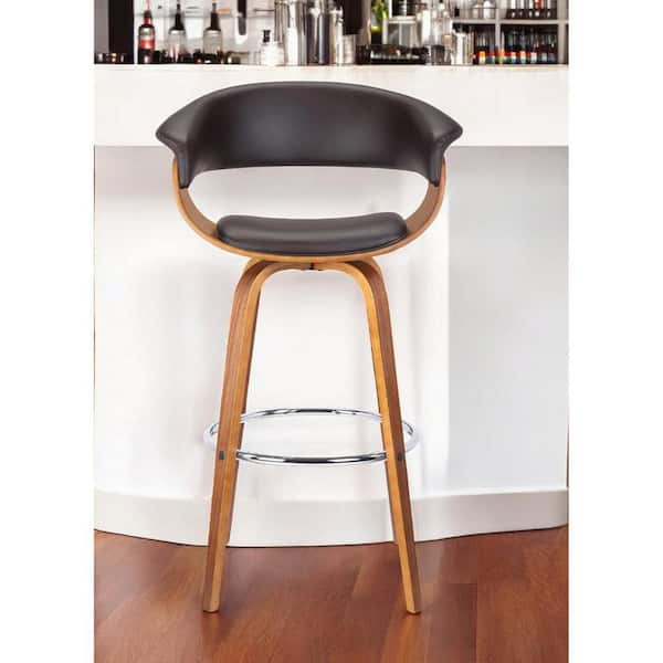 HomeRoots 27 in. Brown Low Back Metal Counter Stool Faux Leather Seat