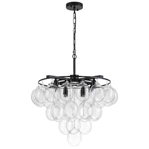 8-Lights Matte Black Clear Glass Accents Tiered Modern/Contemporary Chandelier