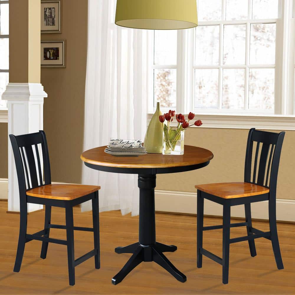 San Remo Black and Cherry Wood Counter Stool