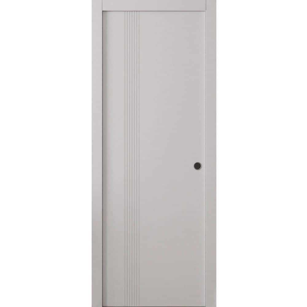 0112 18 in. x 96 in. Universal/Reversible Arctic White Color Solid Core Wood Sliding Door Kit with Quick Assemble Jamb price history on PriceWatchPro