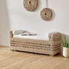JAYDEN CREATION Joachim Farmhouse Rattan Storage Hollow-Carved Design Bedroom Bench with Acacia Wood Leg-Natural BEVS0982-NAT