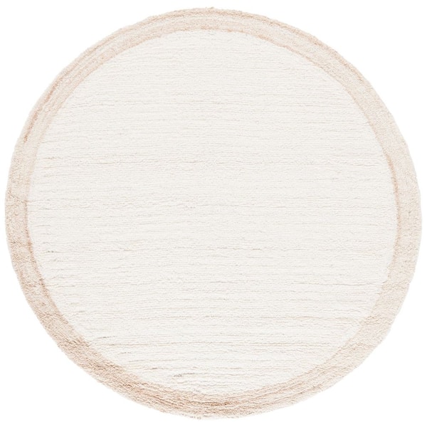 Vermont 6 ft. x 6 ft. Round Ivory/Beige Minimalist Framed Solid Area Rug