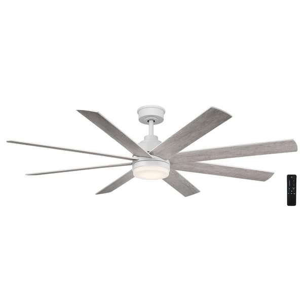 Home Decorators Collection Celene II 62 in. Indoor/Outdoor Matte White Whitewashed Oak Ceiling Fan with Adjustable White LED with Remote Control