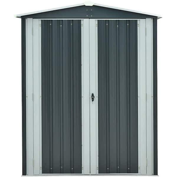 Hanover 5 ft. x 3 ft. x 6 ft. Galvanized Steel Apex Patio Storage Shed