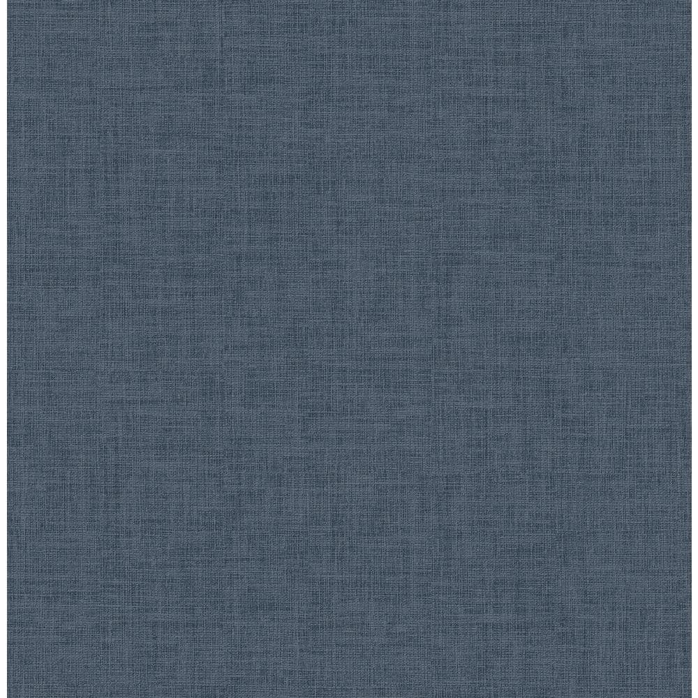 Wallis Indigo Faux Linen Wallpaper Sample