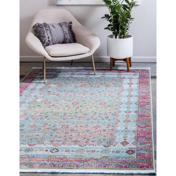 Baracoa Collection Area Rug - Almendares (8 ft.  x 10 ft. Rectangle Blue/Ivory)