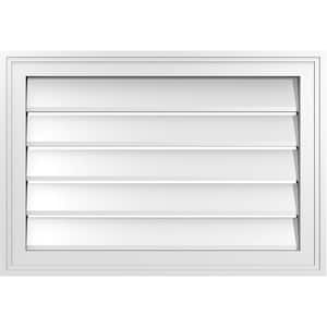 26" x 18" Vertical Surface Mount PVC Gable Vent: Functional with Brickmould Frame